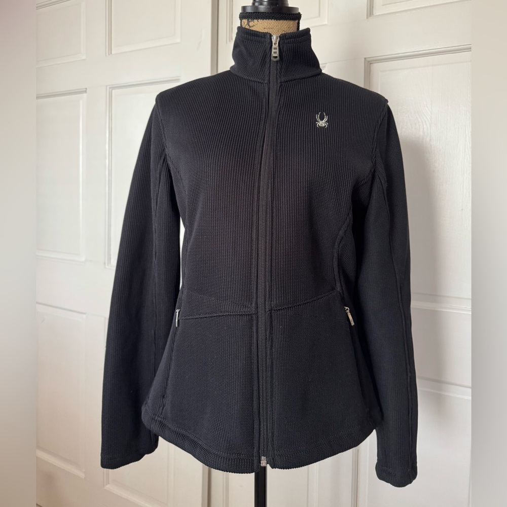 Spyder Black Ski Jacket with High Collar and Tailored Fit